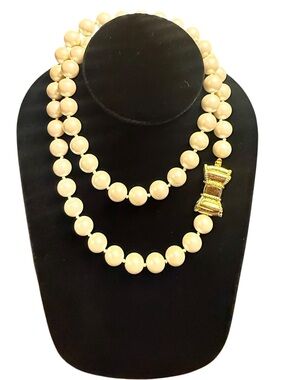 kate spade all wrapped up in pearls long necklace gold bow clasp $189 Dustbag